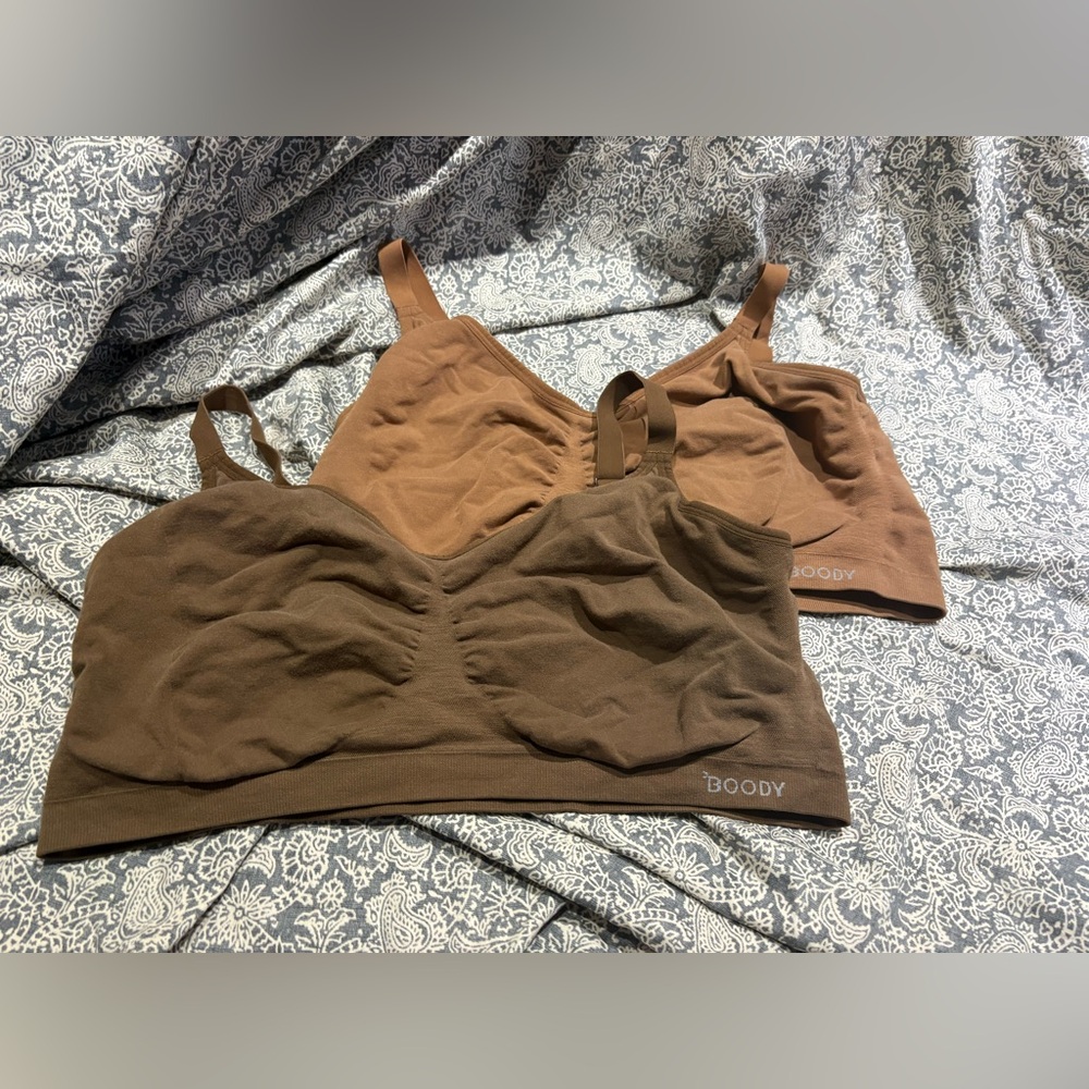BOODY Women's Seamless Scoop Bralette Duo in Brown and Tan